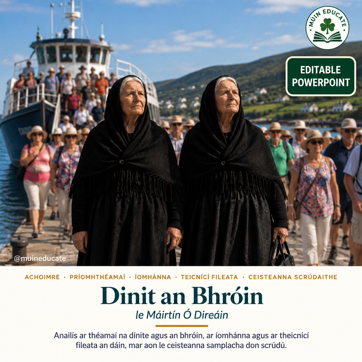 Dínit an Bhróin – Máirtín Ó Direáin editable PowerPoint slideshow for teaching Leaving Cert Irish poetry