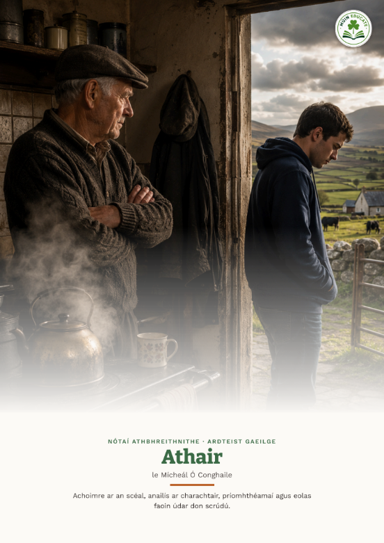 Athair le Mícheál Ó Conghaile – Senior Cycle Irish Prós / Prose Study Guide Summary Notes